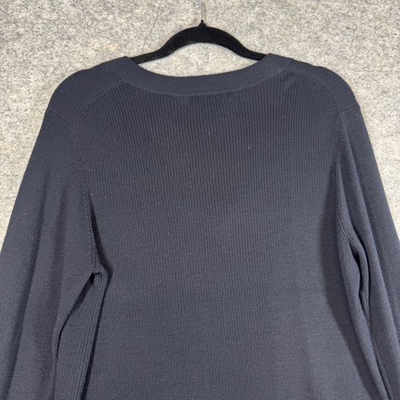 Banana Republic Deep Navy Silk Cashmere V Neck Sweater XL Ribbed Knit Minimalist - Picture 11 of 13